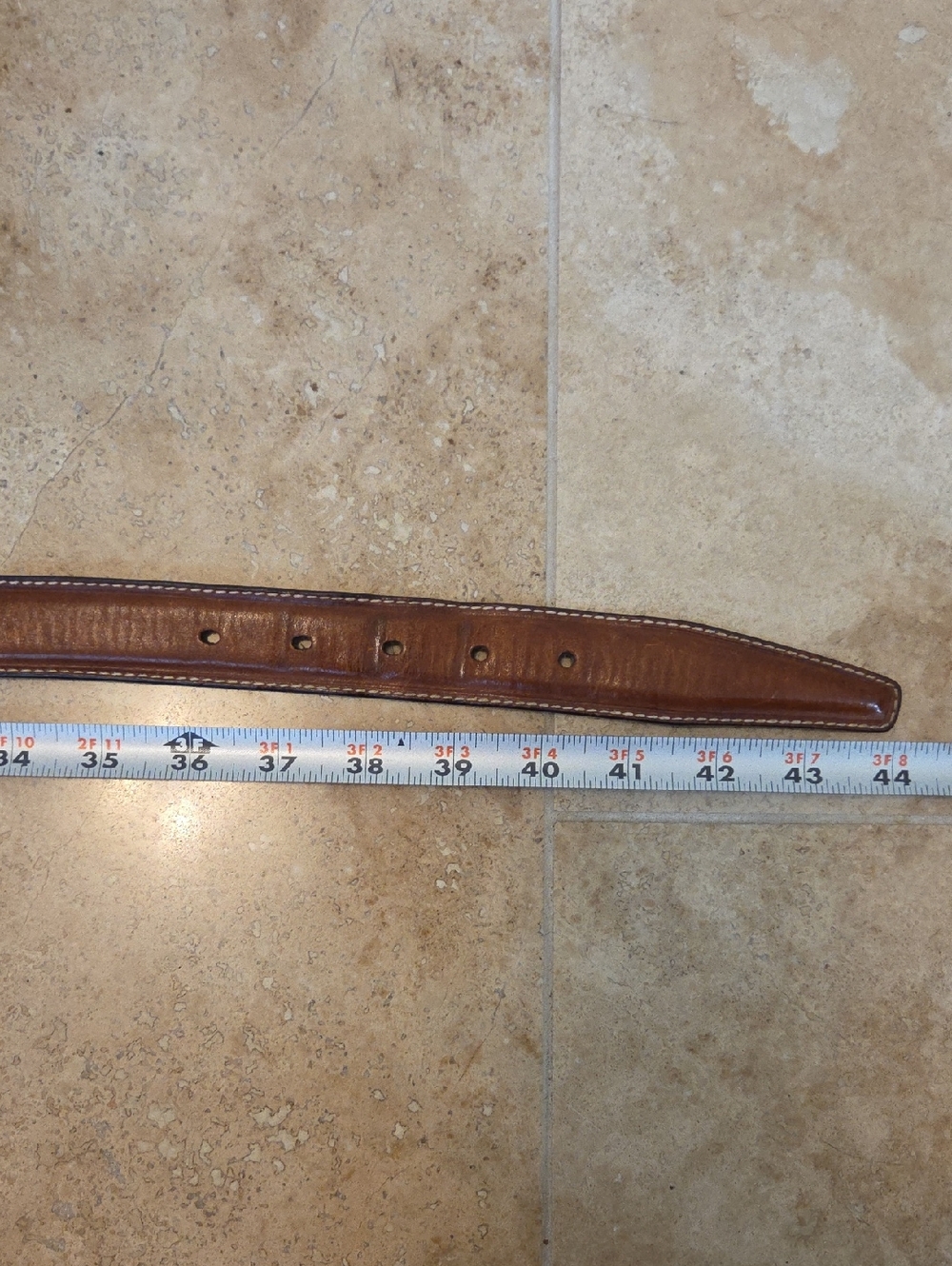 MEN'S POLO RALPH LAUREN CLASSIC PONY BROWN LEATHER BELT SOLID BRASS BUCKLE - Picture 5 of 12